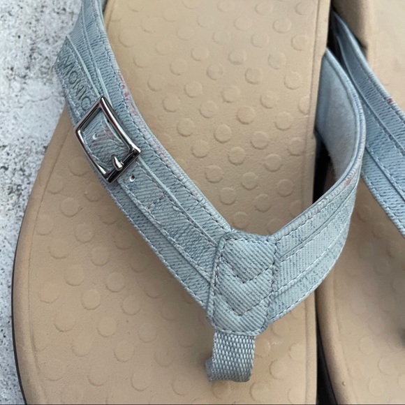 Vionic Tide Patty Flip Flops Sandal Size 10 Light denim & tan Summer Vacation - Picture 4 of 9